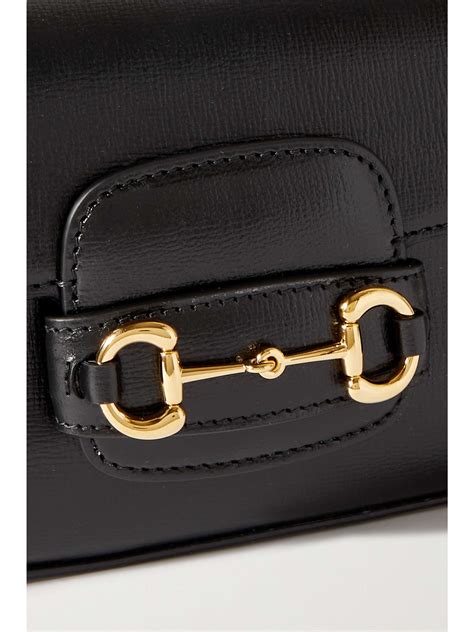 gucci horsebit textured-leather pouch
